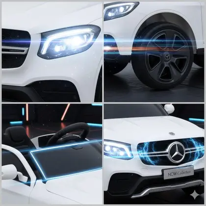 Carrinho Elétrico Infantil Mercedes Benz Branco 12V para Criança - Imagem 5