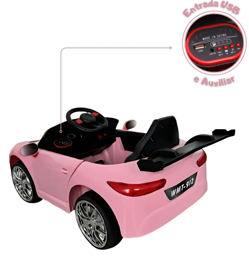 Carrinho Elétrico Infantil Controle Remoto Bateria Bivolt com Som e Luz - Bangtoys - Imagem 6