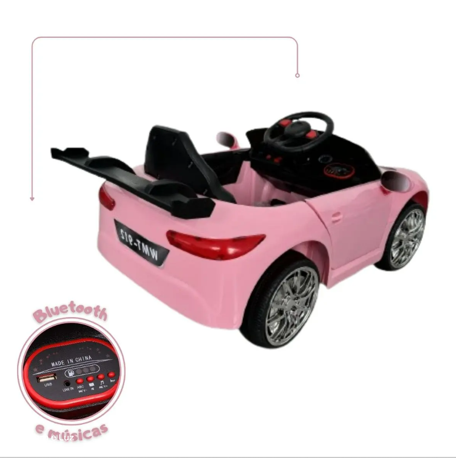 Carrinho Elétrico Infantil Controle Remoto Bateria Bivolt com Som e Luz - Bangtoys - Imagem 7
