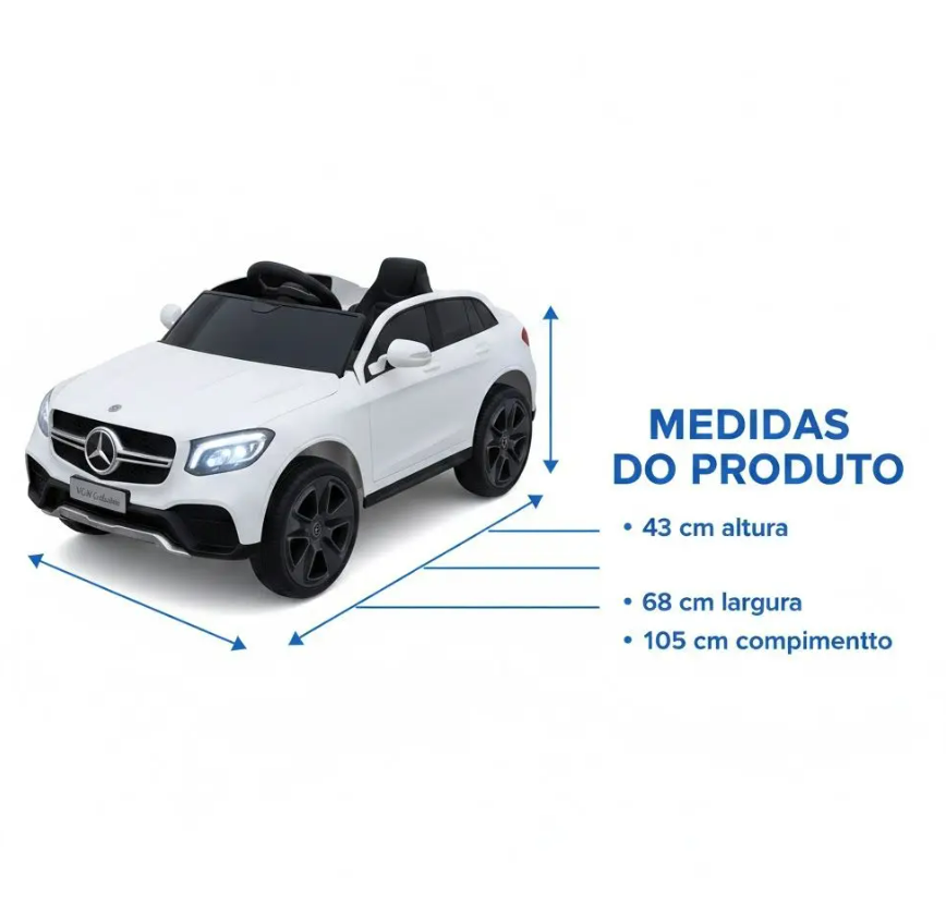 Carrinho Elétrico Infantil Mercedes Benz Branco 12V para Criança - Imagem 4