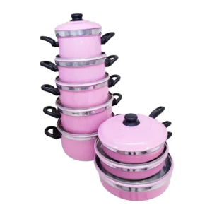 Jogo de panelas 5pçs + Jogo de frigideira 3pçs Rosa