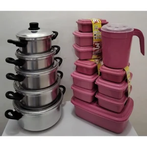 Kit Jogo de Panela 5- peças + 10 Potes + 1Jarra