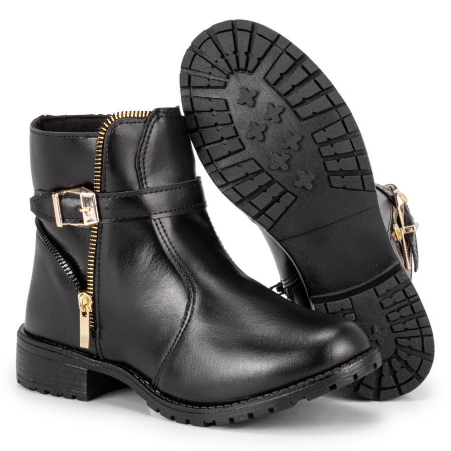 PROMOÇÃO DIA DAS MÃES Bota Feminina Cano Curto Casual Inverno Com Zíper - Imagem 3
