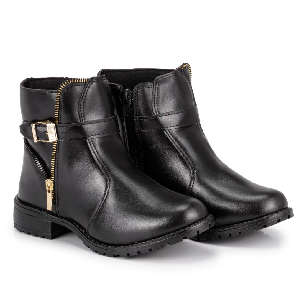 PROMOÇÃO DIA DAS MÃES Bota Feminina Cano Curto Casual Inverno Com Zíper - Imagem 2