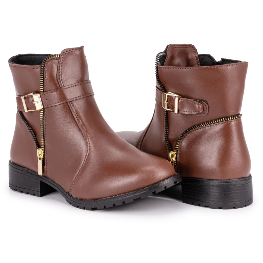 PROMOÇÃO DIA DAS MÃES Bota Feminina Cano Curto Casual Inverno Com Zíper - Imagem 5