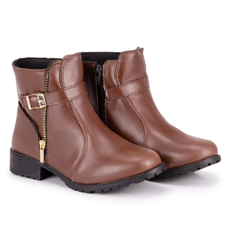 PROMOÇÃO DIA DAS MÃES Bota Feminina Cano Curto Casual Inverno Com Zíper - Imagem 6