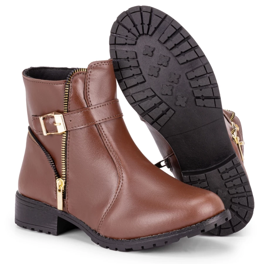 PROMOÇÃO DIA DAS MÃES Bota Feminina Cano Curto Casual Inverno Com Zíper - Imagem 7