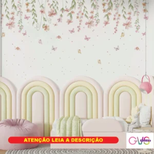 Papel de Parede Infantil Jardim Suspenso Floral com Borboletas Premium