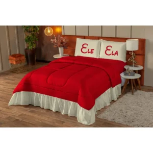 Colcha de Cama Casal/Queen ELE E ELA Queen 3 Peças
