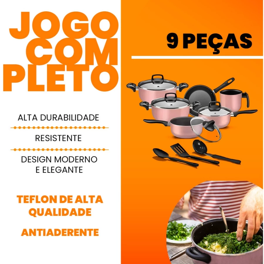 Conjunto de Panelas 9 Peças Antiaderente - Imagem 3