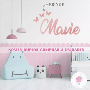 Nome Personalizado Acrílico Espelhado para Quarto Infantil