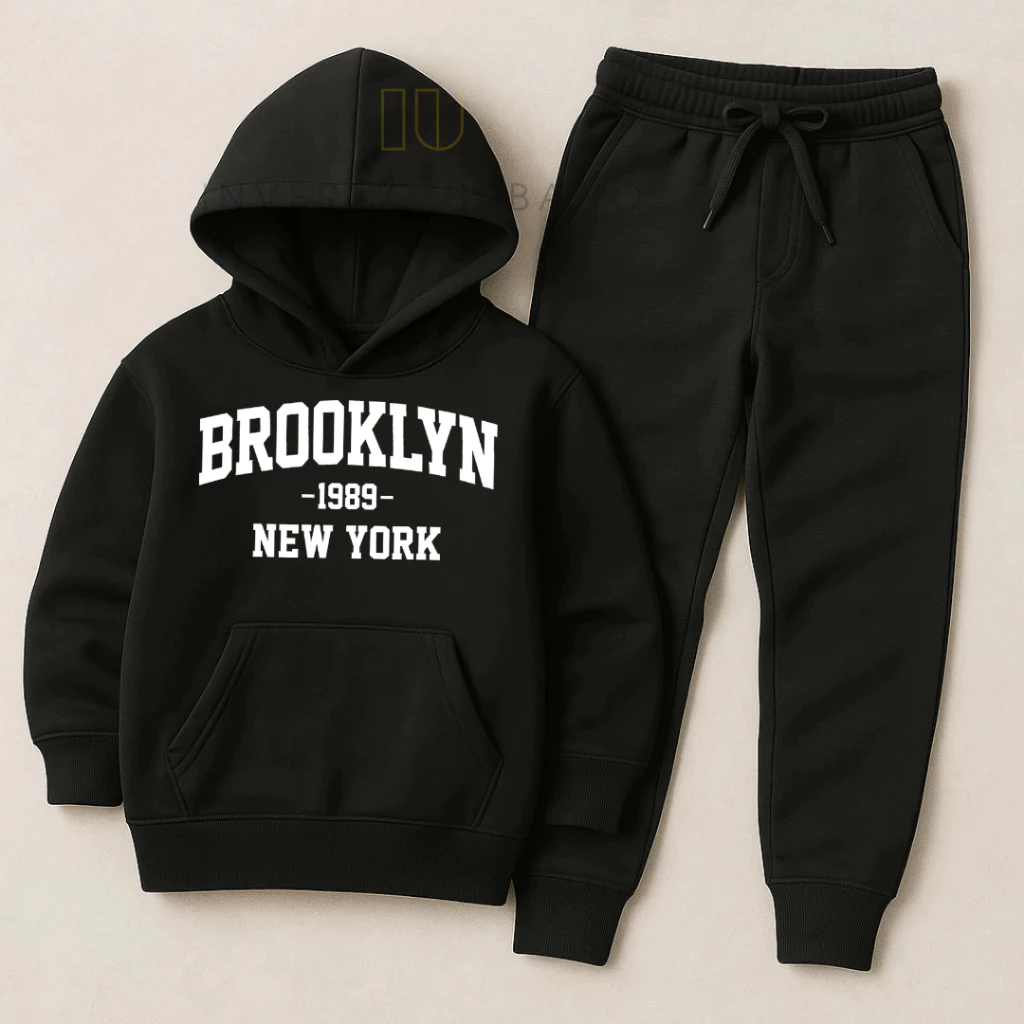 Conjunto Infantil Moleton Brooklyn Premium Inverno Com Capuz Quentinho - Imagem 2