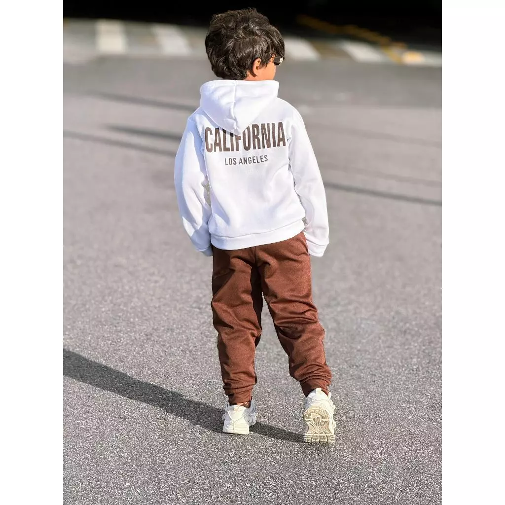 Conjunto Infantil Moleton Flanelado Inverno Com Capuz Estiloso Quentinho - Imagem 3