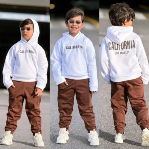 Conjunto Infantil Moleton Flanelado Inverno Com Capuz Estiloso Quentinho