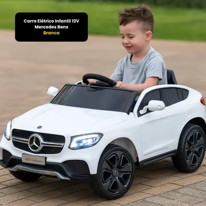 Carrinho Elétrico Infantil Mercedes Benz Branco 12V para Criança - Imagem 6