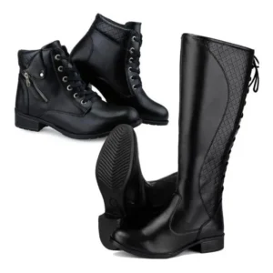 Kit 2 Pares Bota Feminina Cano Curto e Cano Longo Inverno Estilosa