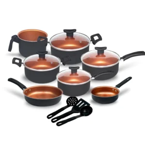 Jogo De Panelas Antiaderente 10 Pçs Kit Conjunto Teflon Tampa de Vidro