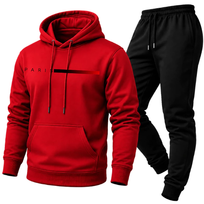Conjunto Unissex Moletom PREMIUM Estampado PARIS Calça e Blusa Com Capuz Bolso Canguru - Imagem 5