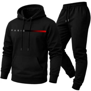 Conjunto Unissex Moletom PREMIUM Estampado PARIS Calça e Blusa Com Capuz Bolso Canguru